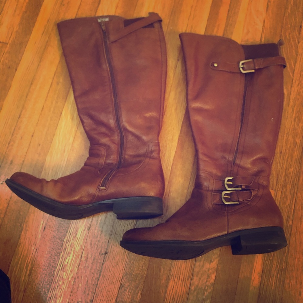Wide calf brown riding boots